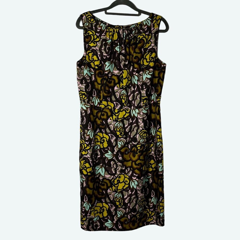 Milly of Ny Floral Print 100% Silk Sleeveless Shift Dress Size 10
